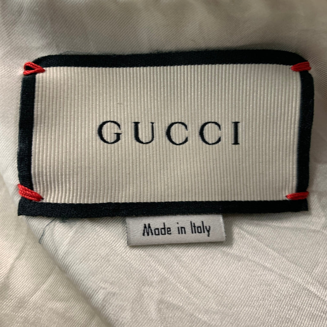 GUCCI FW2018 Runway Talla 2 Chaqueta corta con tachuelas de cuero gris dorado