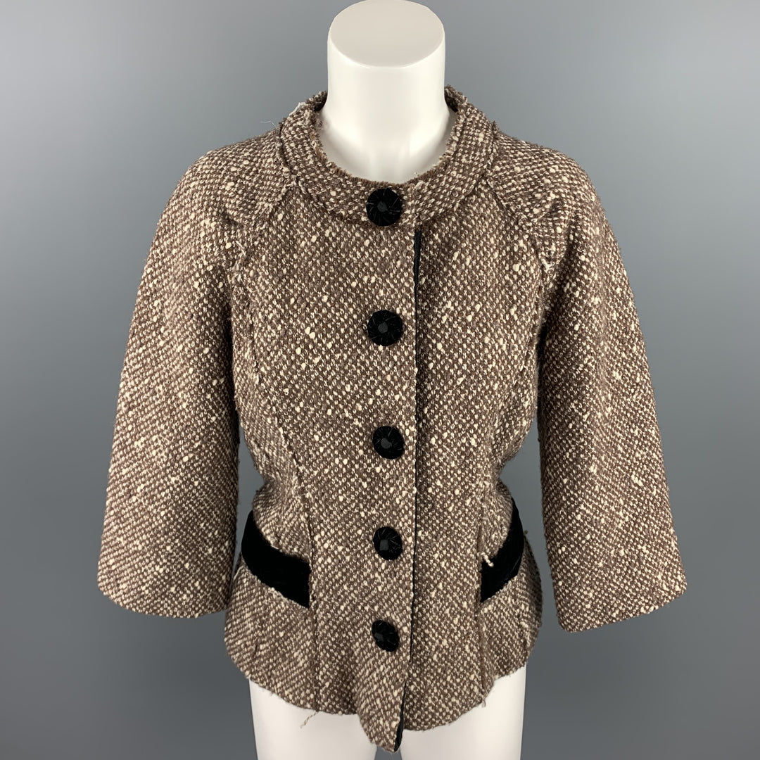 MARC JACOBS Size 6 Brown Boucle Wool Blend Jacket