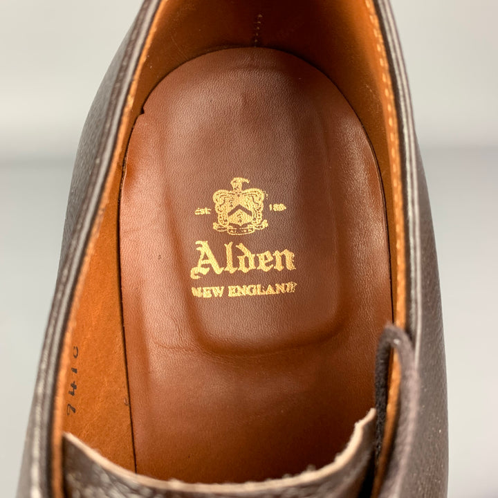 ALDEN 9410 Size 10 Brown Pebble Grain Leather Lace Up Lace Up Shoes