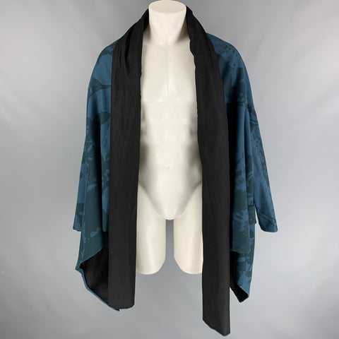 REPLIKA Taille 38 Manteau oversize en coton floral abstrait olive bleu
