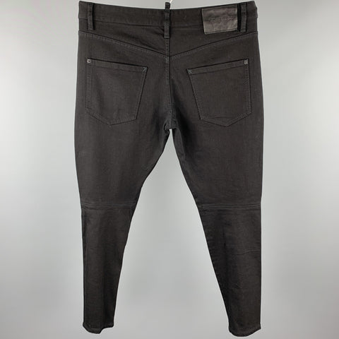 DSQUARED2 Size 34 Black Cotton Button Fly Multi Zippers Casual Pants
