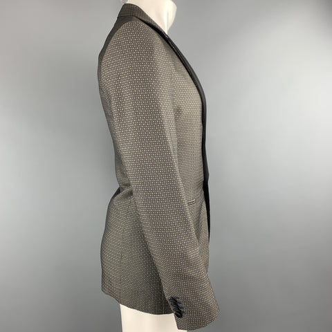 VALENTINO Size 38 Geometric Black & Gold Silk Shawl Collar Sport Coat