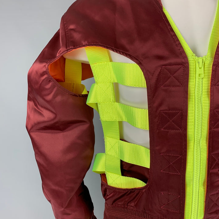 WALTER VAN BEIRENDONCK SS 19 Wild is the Wind Size S Burgundy Neon Skeleton Bomber Jacket