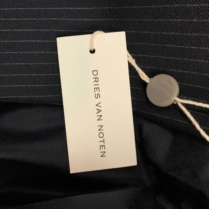 DRIES VAN NOTEN Size 38 Navy & Grey Patchwork Wool Jacket