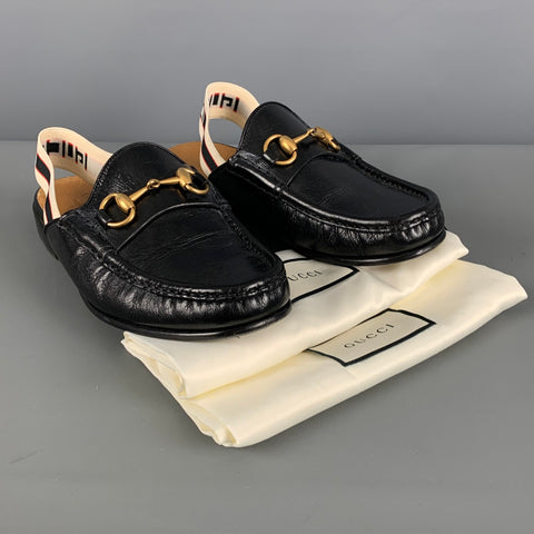 GUCCI Size 6 Black Solid Leather  Loafers