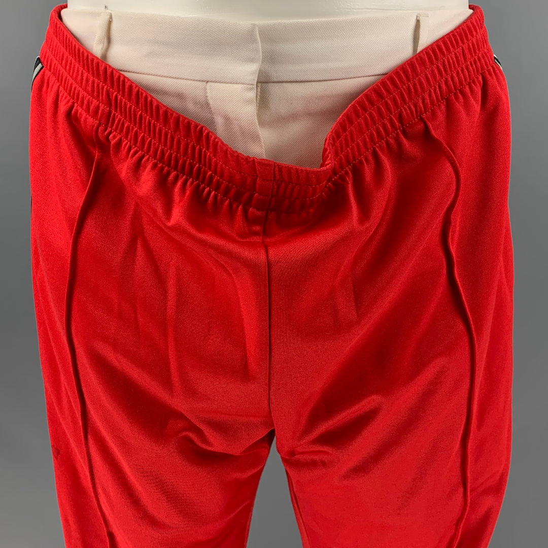 BURBERRY Size 10 Red White Polyester Cotton Casual Pants