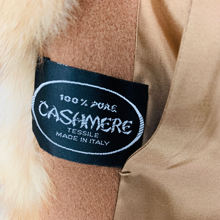 VINTAGE Size M Camel Cashmere Fur Belted Coat