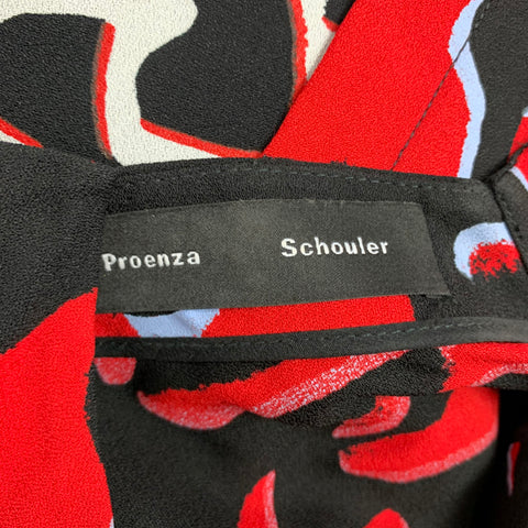 PROENZA SCHOULER Taille 2 Blouse asymétrique en viscose imprimée noire et rouge