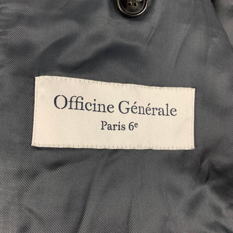 OFFICINE GENERALE Size 38 Black White Herringbone Wool Silk Sport Coat