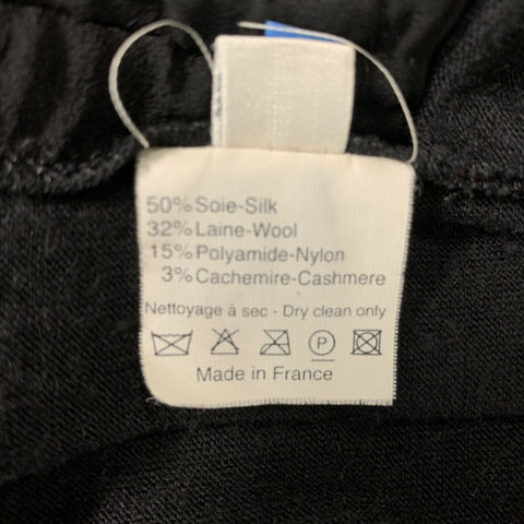 LANVIN Abrigo fruncido en mezcla de seda negra talla 8