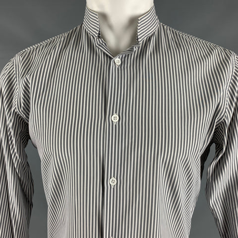 CHRISTIAN DIOR Taille M Chemise à manches longues à rayures blanches grises