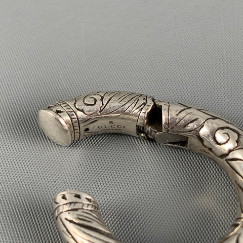 Rare GUCCI Silver Tone Anger Forest Engraved Single Ear Cuff Earrings