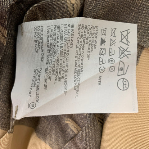 PRADA Talla 2 Falda plisada abstracta de seda gris y beige