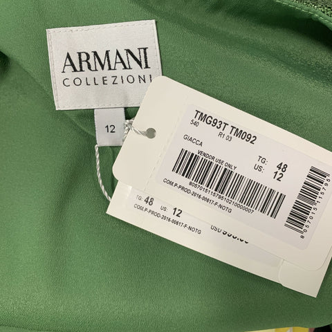 ARMANI COLLEZIONI Size 12 Green Viscose & Polyester Jacket (Indoor) / Blazer