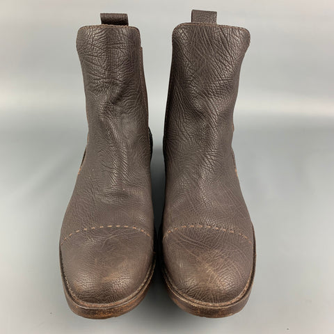 HENRY BEGUELIN Size 10 Brown Contrast Stitch Cap Toe Boots
