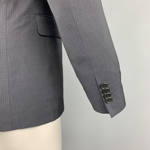 THEORY Wellar Size 38 Regular Grid Navy Wool Sport Coat