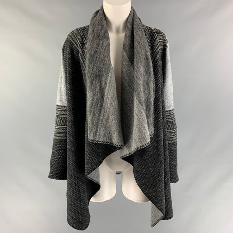 WE NORWEGIANS Cárdigan de lana merino gris y negro talla S