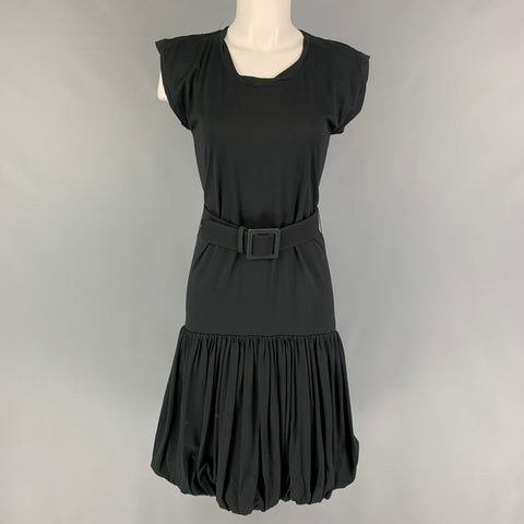 YVES SAINT LAURENT Size S Black Cotton Bubble Hem Dress