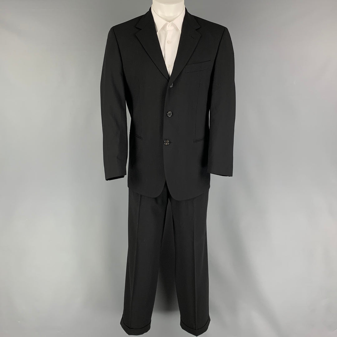 BOSS by HUGO BOSS Size 38 Short Black Virgin Wool Single breasted 34 29 Suit