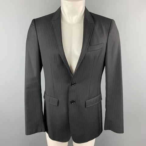 EMPORIO ARMANI 38 Regular Black Stripe Wool Sport Coat EMPORIO ARMANI