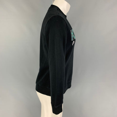 KENZO Size S Black Embroidery Cotton Crew-Neck Pullover
