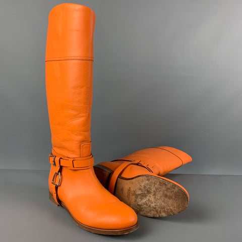 Collection RALPH LAUREN Taille 9 Bottes à enfiler en cuir orange