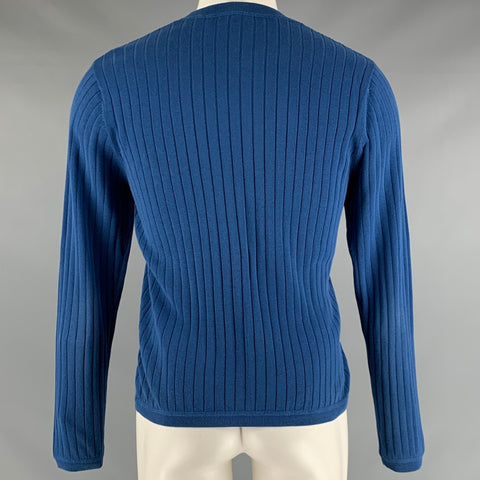 PAUL SMITH Size M Blue Ribbed Cotton Pullover