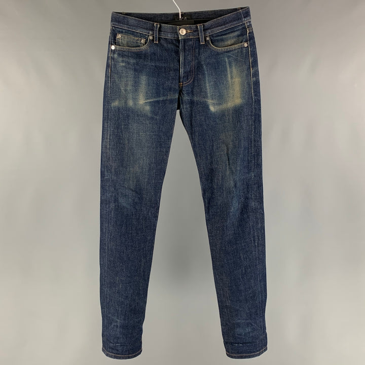 APC Size 26 Blue Cotton Distressed Button Down Jeans