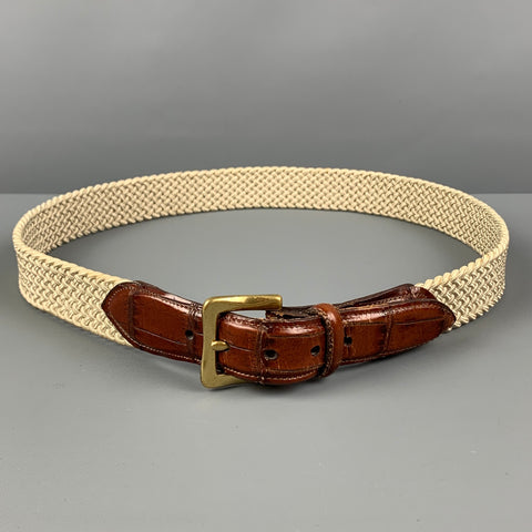 MARTIN DINGMAN Size 34 Beige Brown Woven Embossed Fabric Belt