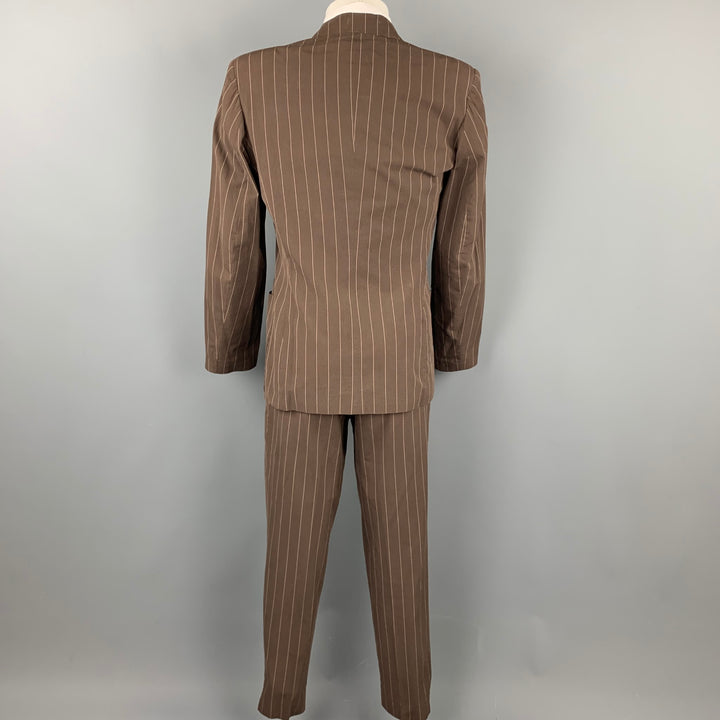 Vintage JEAN PAUL GAULTIER Size M Brown Stripe Cotton Double Breasted Suit