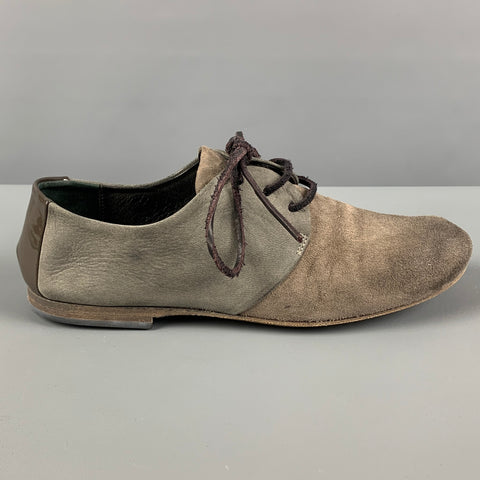 MARSELL Talla 7 Zapatos planos con cordones de charol de ante color topo