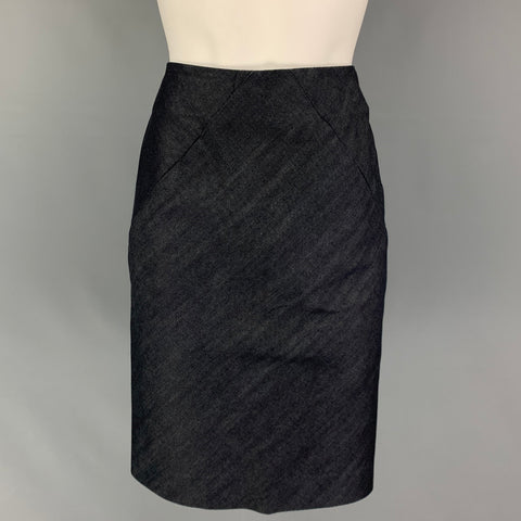 BALENCIAGA Size 4 Indigo Cotton Pencil Skirt
