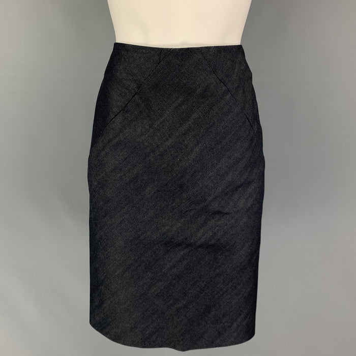BALENCIAGA Size 4 Indigo Cotton Pencil Skirt