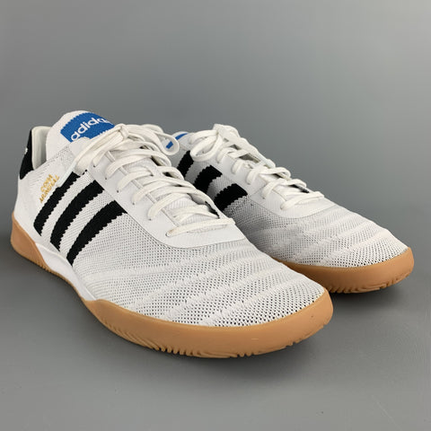 ADIDAS Size 12 White & Black Stripe Fabric Lace Up Sneakers