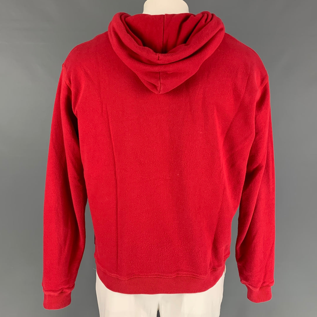 J.W.ANDERSON Size L Red White University Cotton Hoodie Sweatshirt