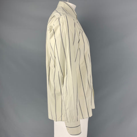 ADAM KIMMEL Size XL Beige & Grey Stripe Cotton Button Up Long Sleeve Shirt