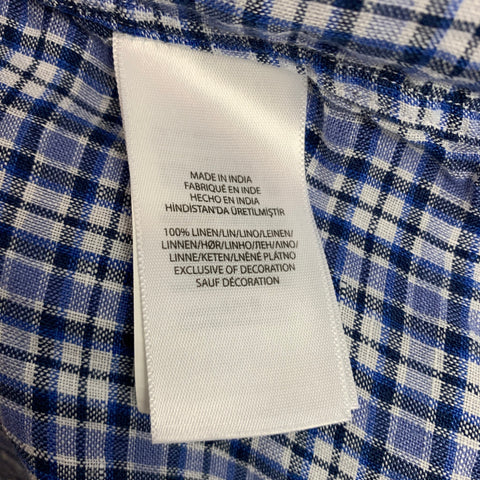 POLO by RALPH LAUREN Size S Blue Plaid Linen Button Up Long Sleeve Shirt