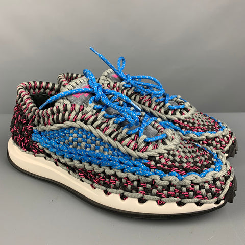 VALENTINO Size 11 Purple Multi Color Woven Lace Up Sneakers