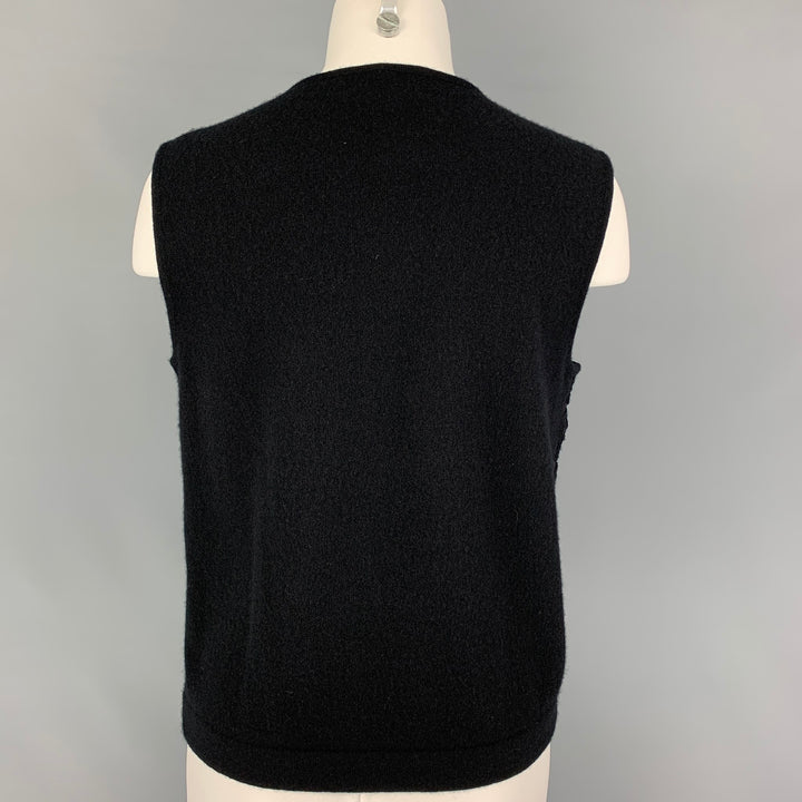 GIAMBATTISTA VALLI Size S Black Cashmere Embroidered Sleeveless Dress Top
