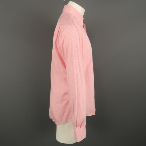 THOM BROWNE Size XL Pink Plaid Cotton Button Up Long Sleeve Shirt