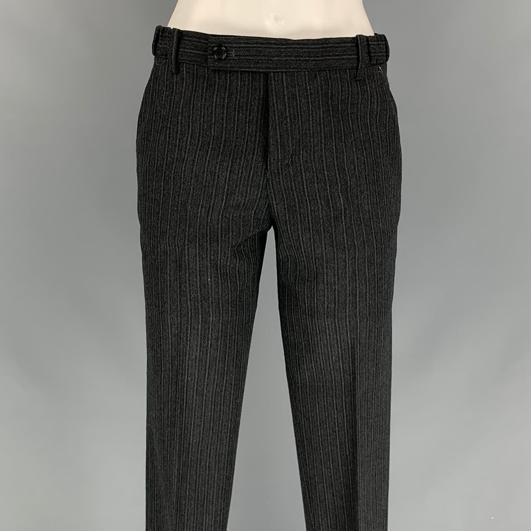 UNDERCOVER Size S Grey & Black Morning Stripe Wool Dress Pants