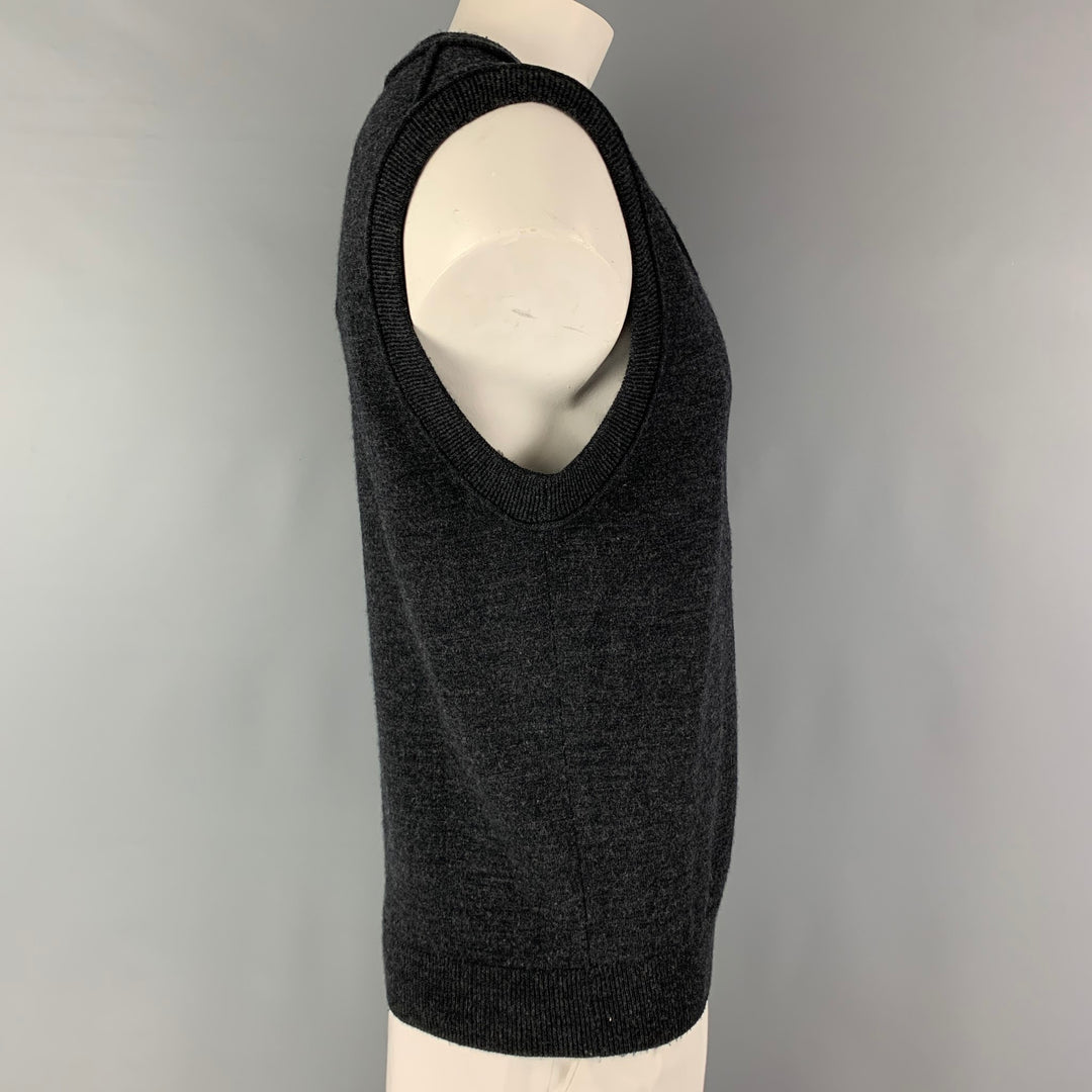 WILLIAM RAST Size XL Charcoal Solid Wool V-Neck Sweater Vest