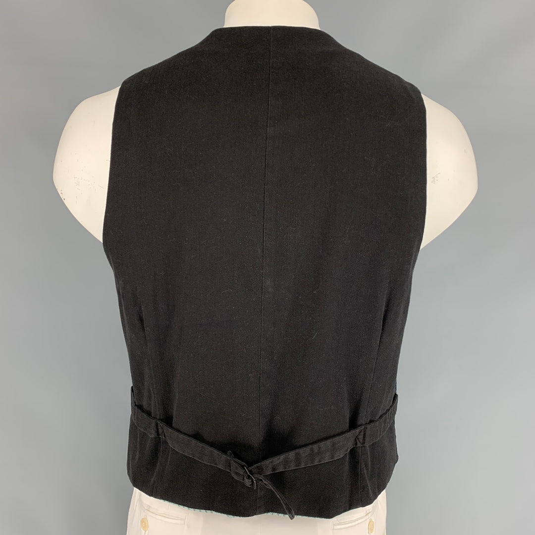 RALPH LAUREN Size XL Indigo & Black Pinstripe Cotton Denim Vest