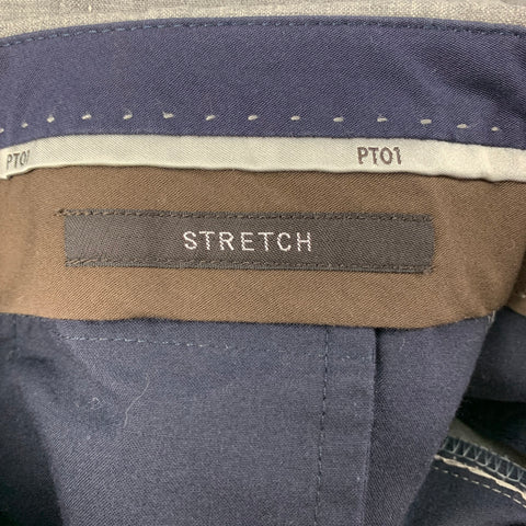 PT01 Size 30 Light Gray Contrast Stitch Virgin Wool Lycra Cargo Dress Pants