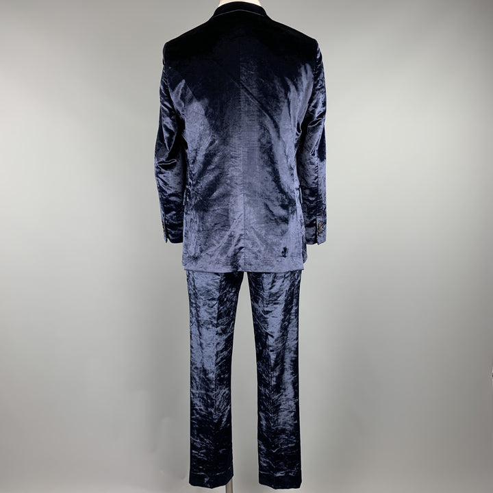 PAUL SMITH Size 42 Regular Navy Velvet Notch Lapel Suit