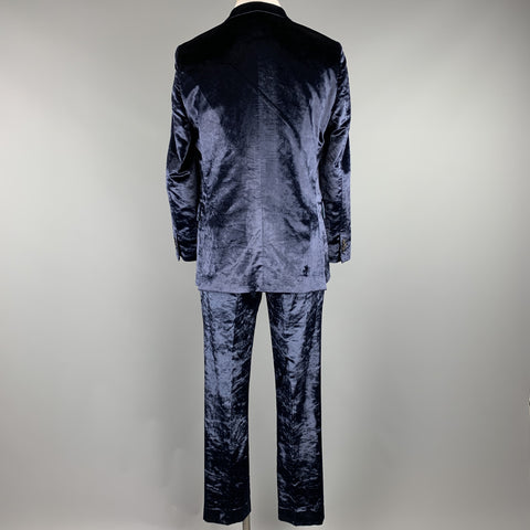 PAUL SMITH Taille 42 Costume à revers cranté en velours bleu marine régulier