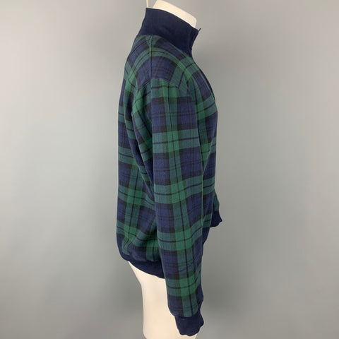 POLO by RALPH LAUREN Size L Green & Navy Plaid Cotton / Polyester Sweatshirt