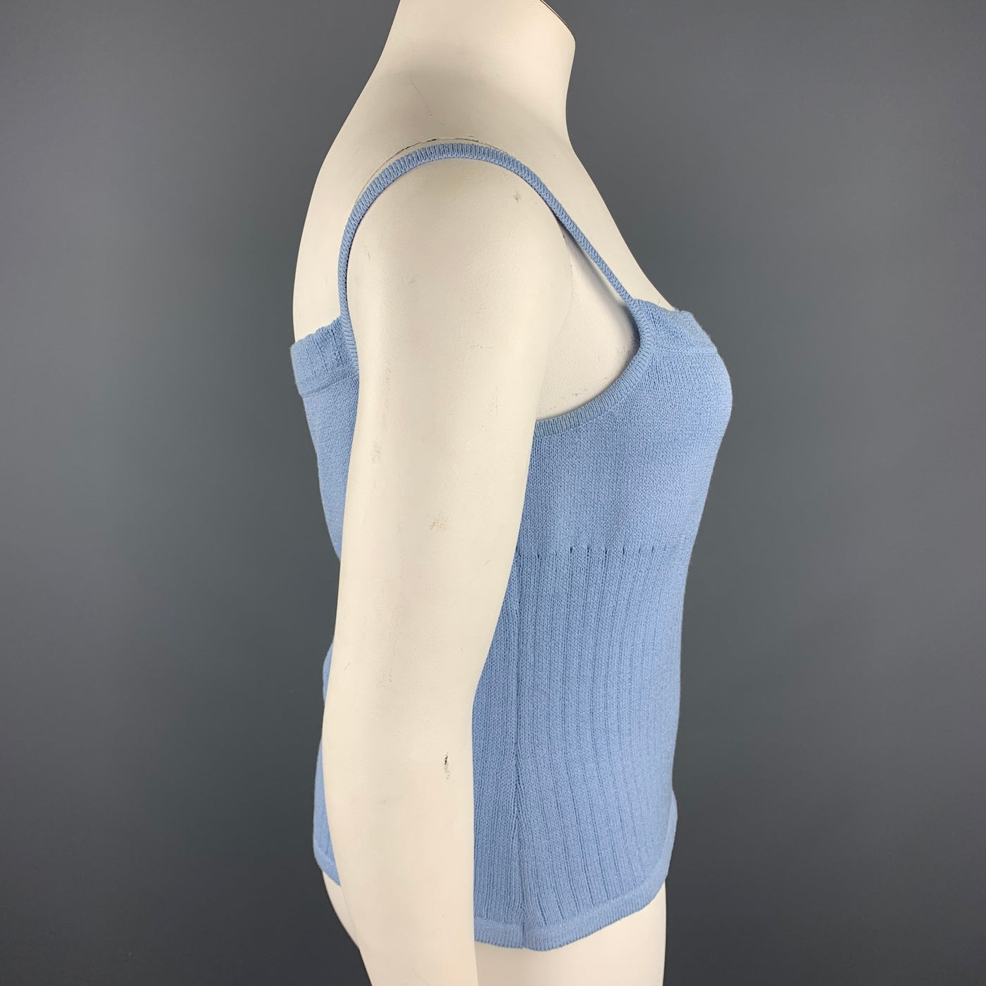 ST. JOHN Size L Blue Knitted Camisole Blouse