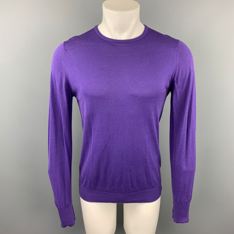 JOHN SMEDLEY Size S Purple Cotton Crew-Neck Pullover Sweater