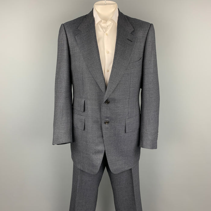 TOM FORD Long Size 48 Navy Wool / Silk Notch Lapel Suit